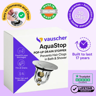 AquaStop ~ Universal Pop-up Drain Stopper Prevents Hair Clogs in Bath & Shower