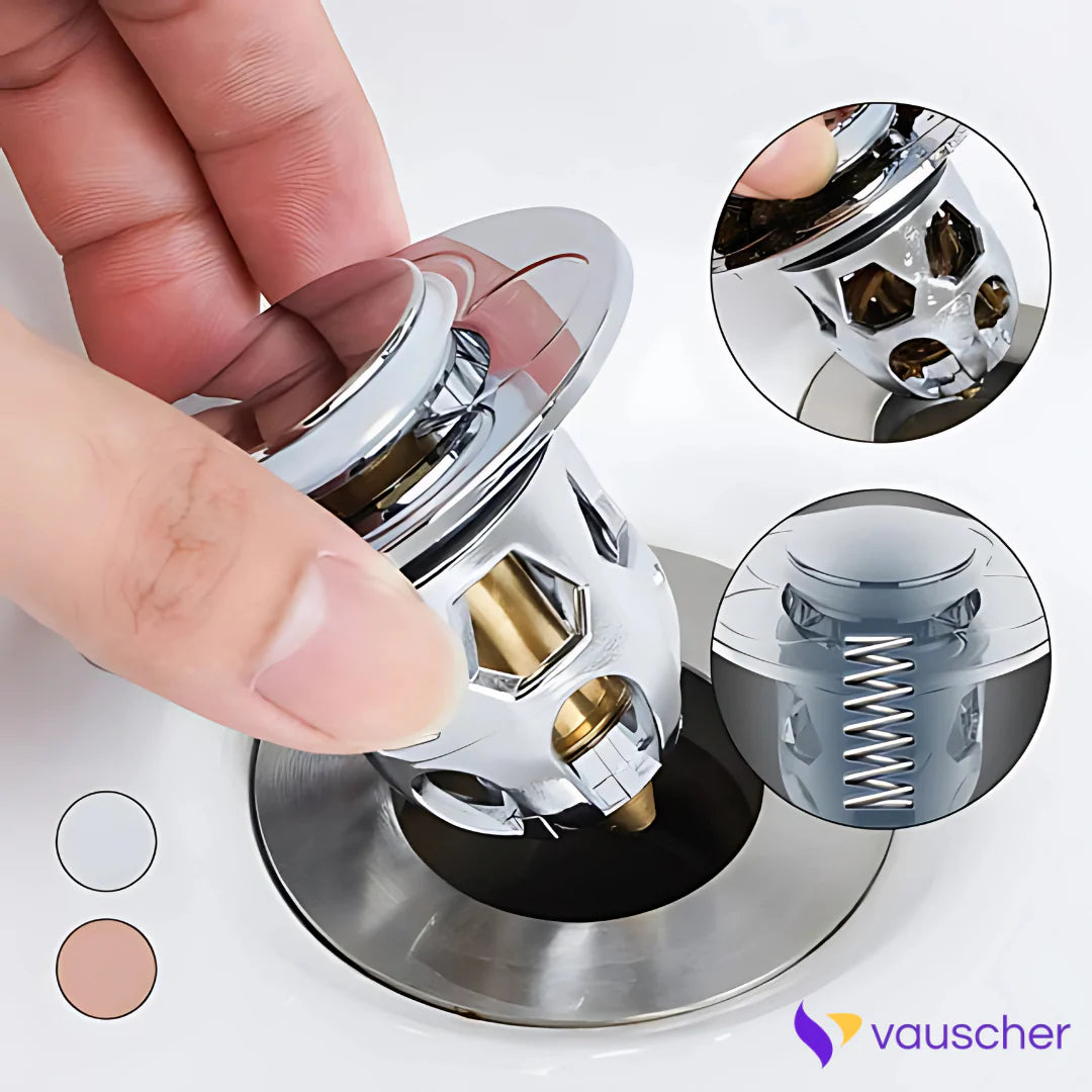 AquaStop ~ Universal Pop-up Drain Stopper Prevents Hair Clogs in Bath & Shower
